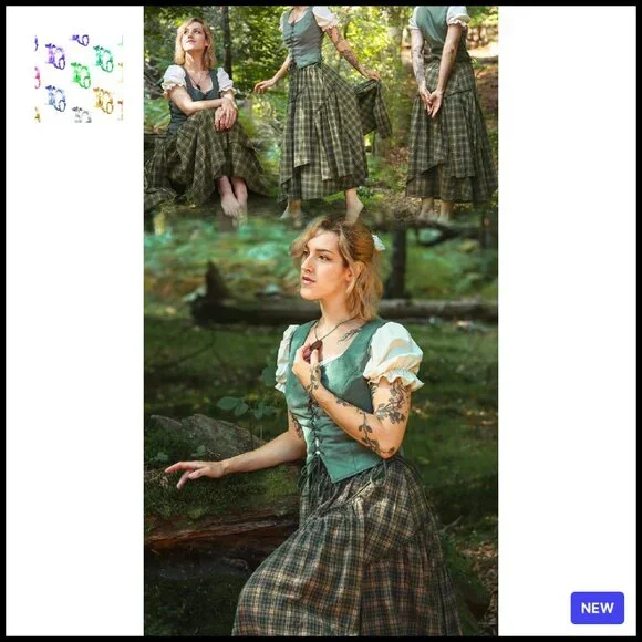 Maxi Skirt with Pockets A-Line Tiered Renaissance Pirate Costume Flowy - Picture 8 of 8